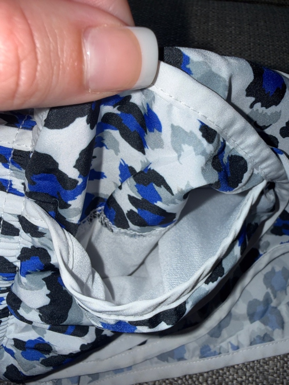 Calvin Klein White and Blue Leopard-Print Athletic Shorts - Picture 3 of 7